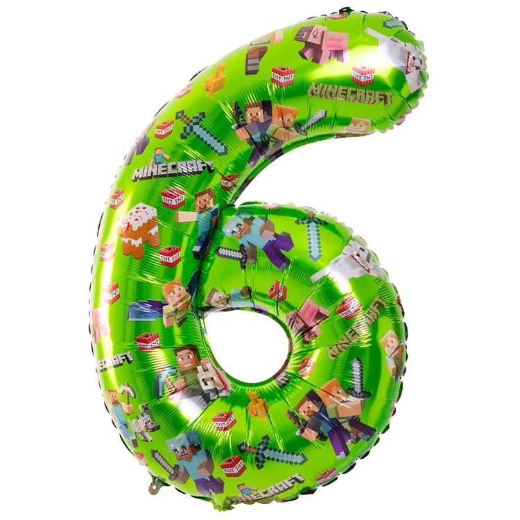 Шар Цифра "6" Пиксельные Человечки (в упаковке) 