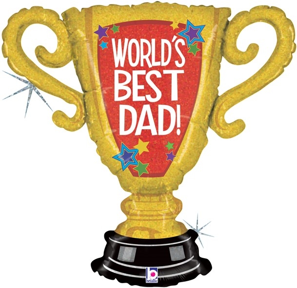 Шар Фигура, Кубок Чемпиона, Лучший Папа в мире, Золото, Голография (в упаковке)